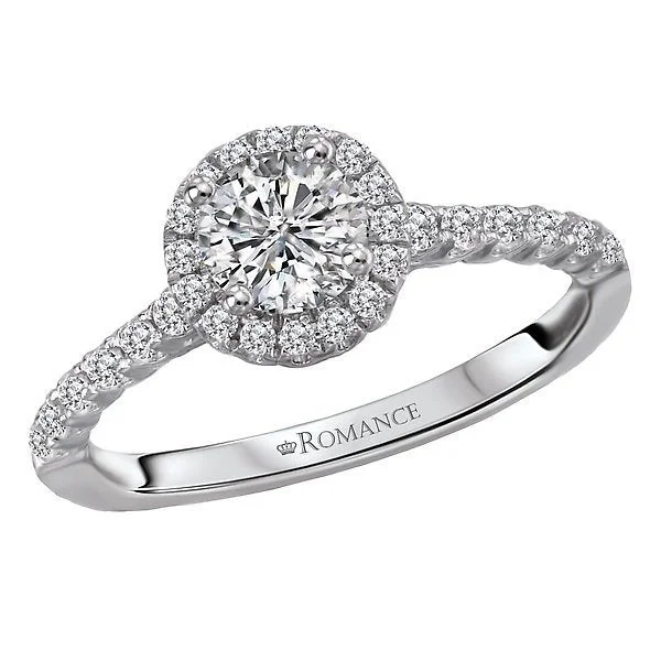 14KT WHITE GOLD 3/4 CTW DIAMOND ACCENT ROUND HALO RING