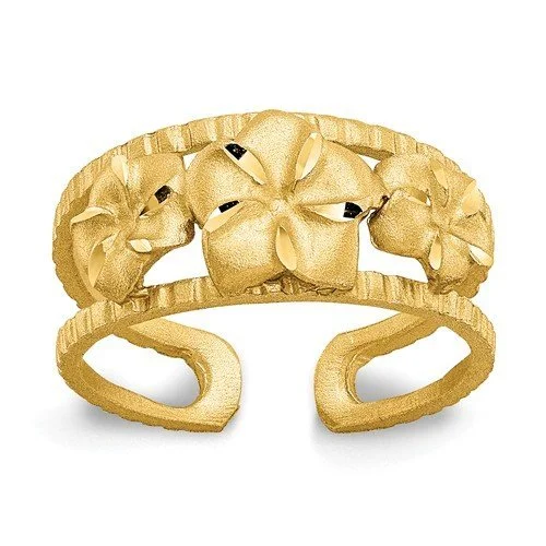 14KT YELLOW GOLD PLUMERIA FLOWER TOE RING