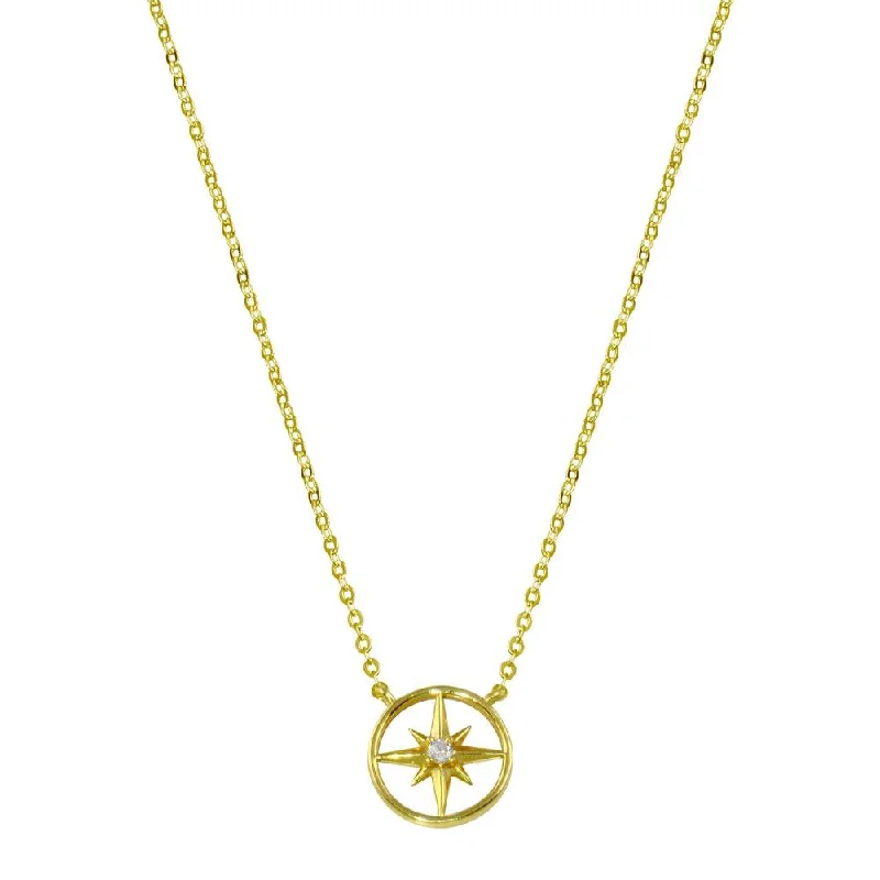 Gold Plated 925 Sterling Silver Northern Star Necklace - STP01774GP