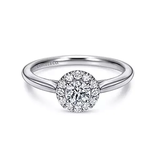 Casapia - 14K White Gold Round Halo Complete Diamond Engagement Ring