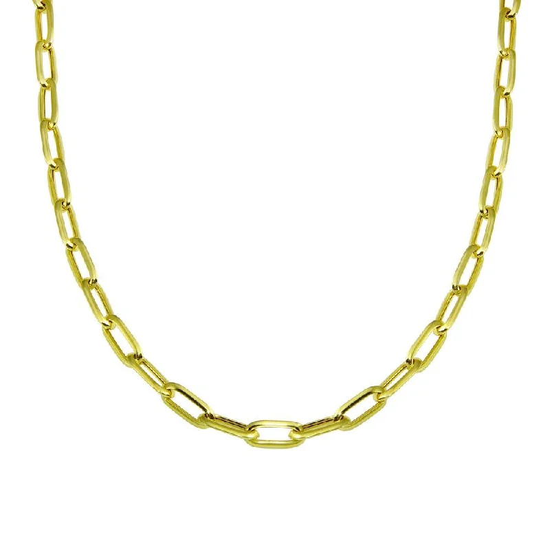 Gold Plated 925 Sterling Silver Paperclip Chain Necklace - ITN00150-GP