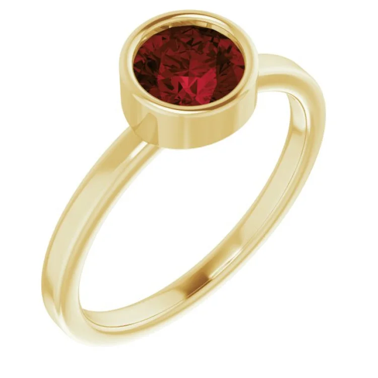 14K Yellow 6 mm Natural Mozambique Garnet Ring