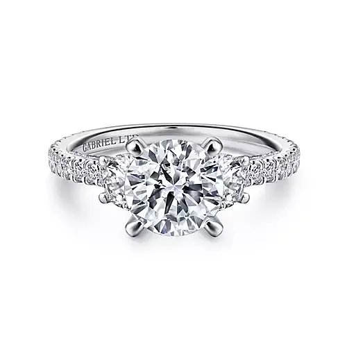 Calais - 18K White Gold Round Diamond Engagement Ring