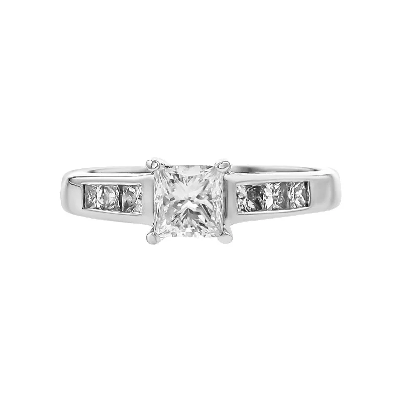 14K White Gold Princess-cut Diamond Engagement Ring