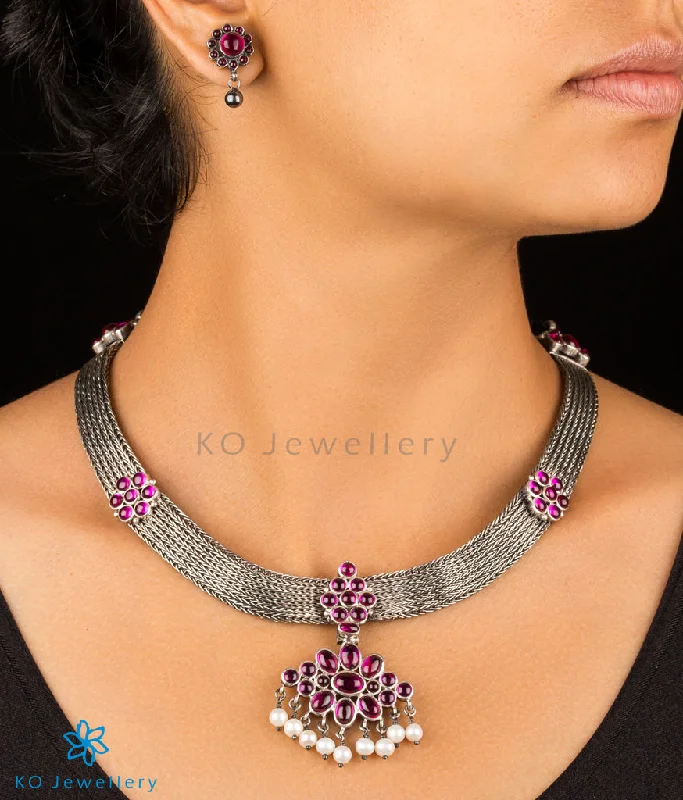 The Virajita Addigai Silver Necklace (Oxidised)