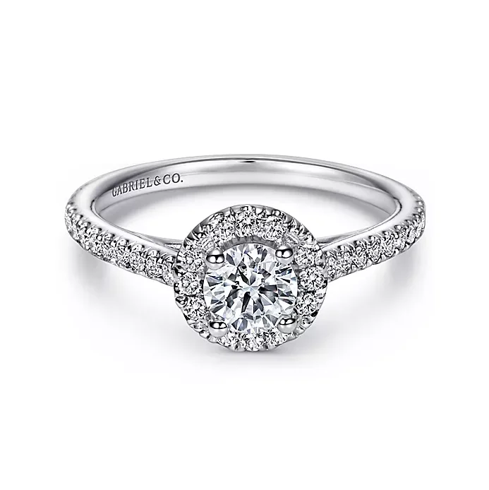 Emry - 14K White Gold Round Halo Diamond Engagement Ring