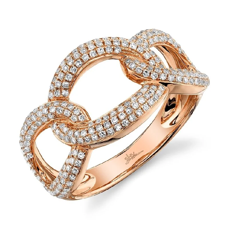 14KT GOLD 0.55 CTW DIAMOND INTERLOCKING OPEN CIRCLE RING