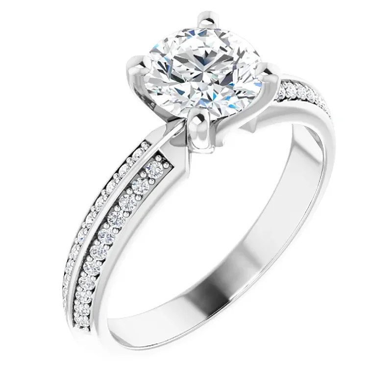 14K White Gold Diamond Engagement Ring Setting