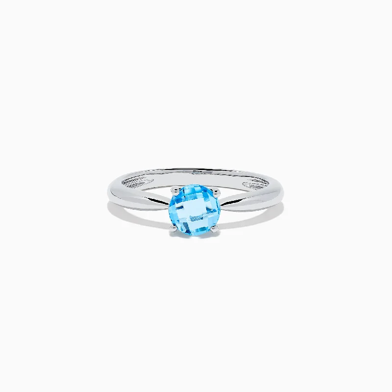 Ocean Bleu 14K White Gold Blue Topaz Ring, 1.00 TCW