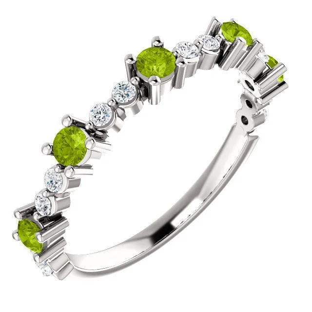 14KT GOLD .45 CTW PERIDOT & .20 CTW DIAMOND ACCENT STACKABLE RING