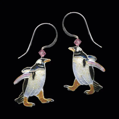 Gentoo Penguin Cloisonne Earrings