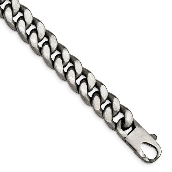 Sterling Silver Ruthenium/Antiqued Brushed Curb Link Bracelet