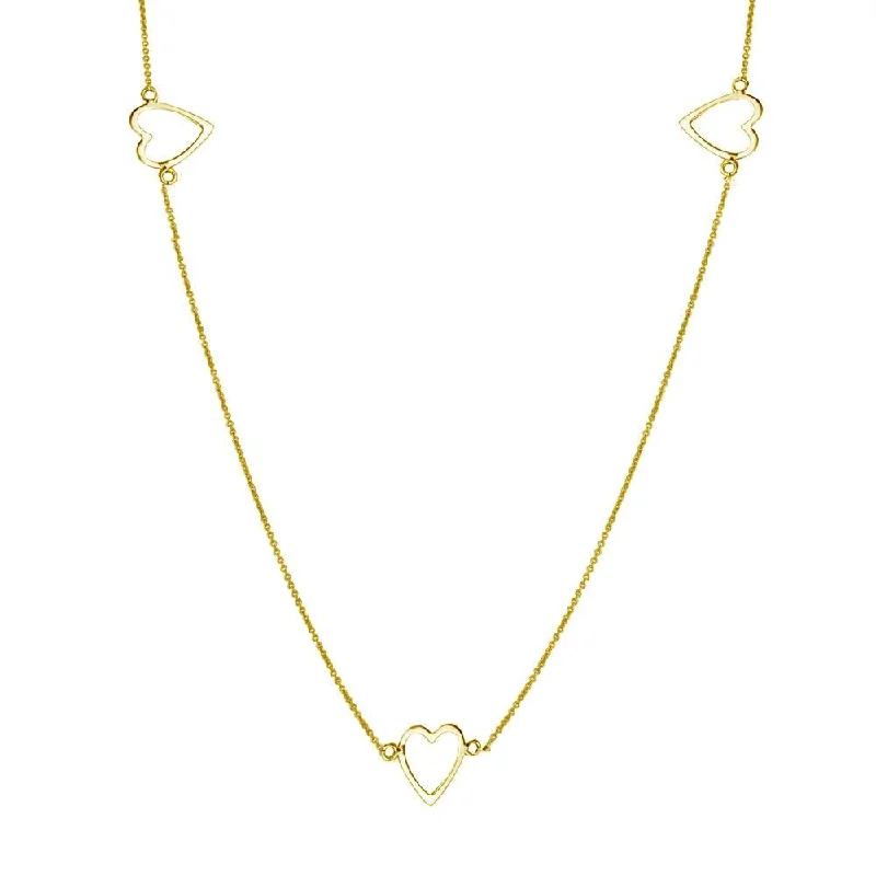 Gold Plated 925 Sterling Silver 5 Open Heart Necklace - DIN00018GP