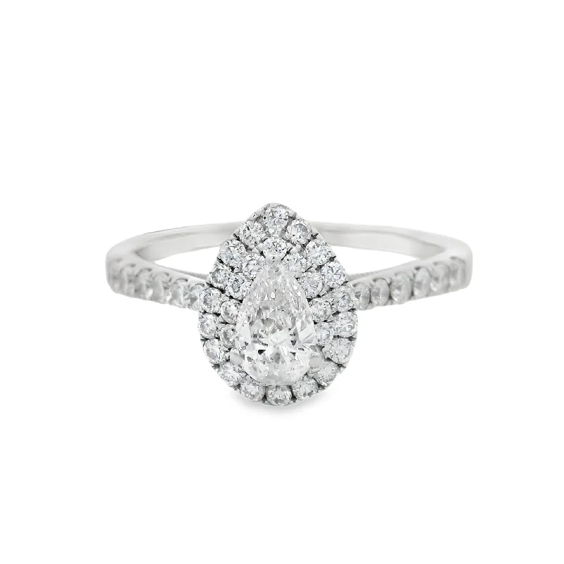 1CTW Pear Double Halo Engagement Ring - Lab Grown