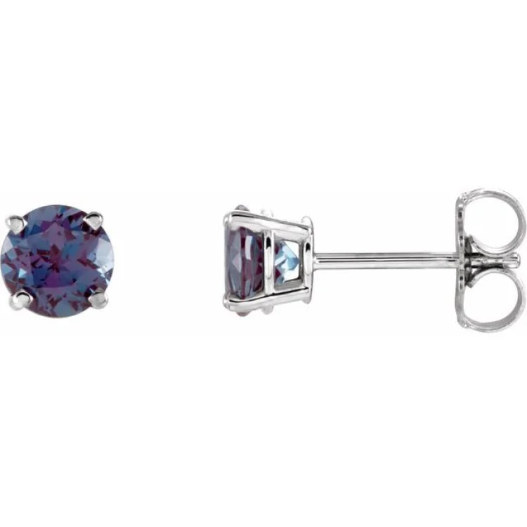 14K White 5 mm Lab-Grown Alexandrite Stud Earrings