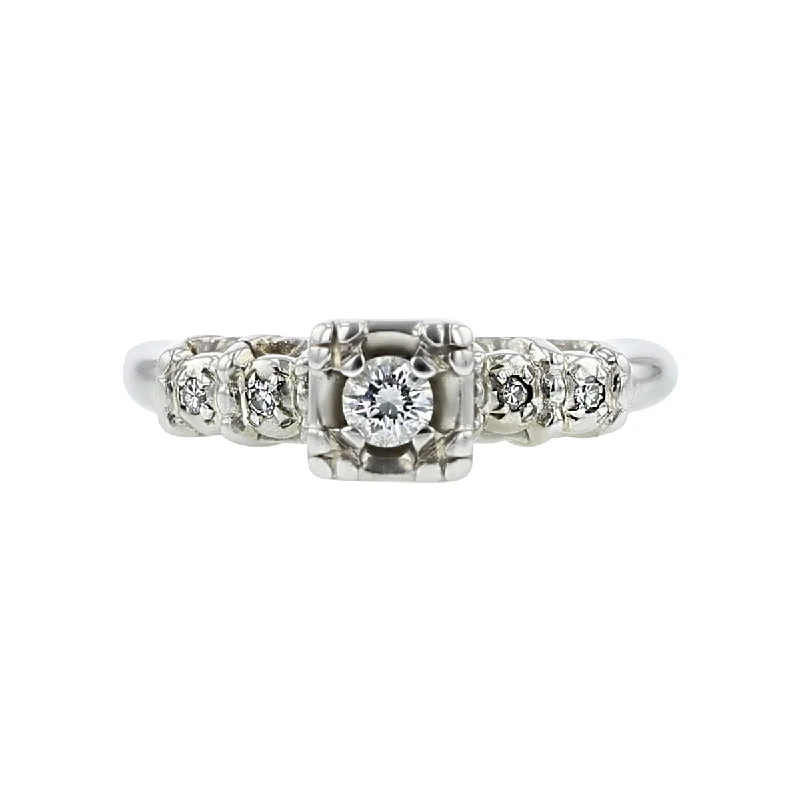 14K White Gold Diamond 5-Stone Engagement Ring