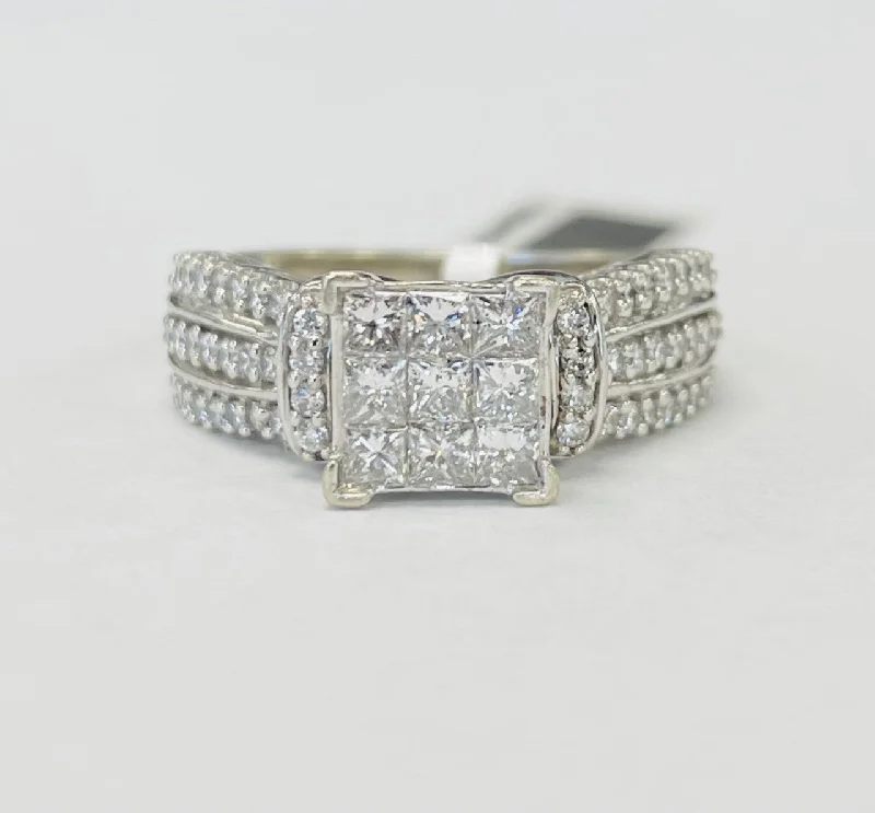 Princess Cut Composite 1 1/2CTW Diamond Engagement Ring