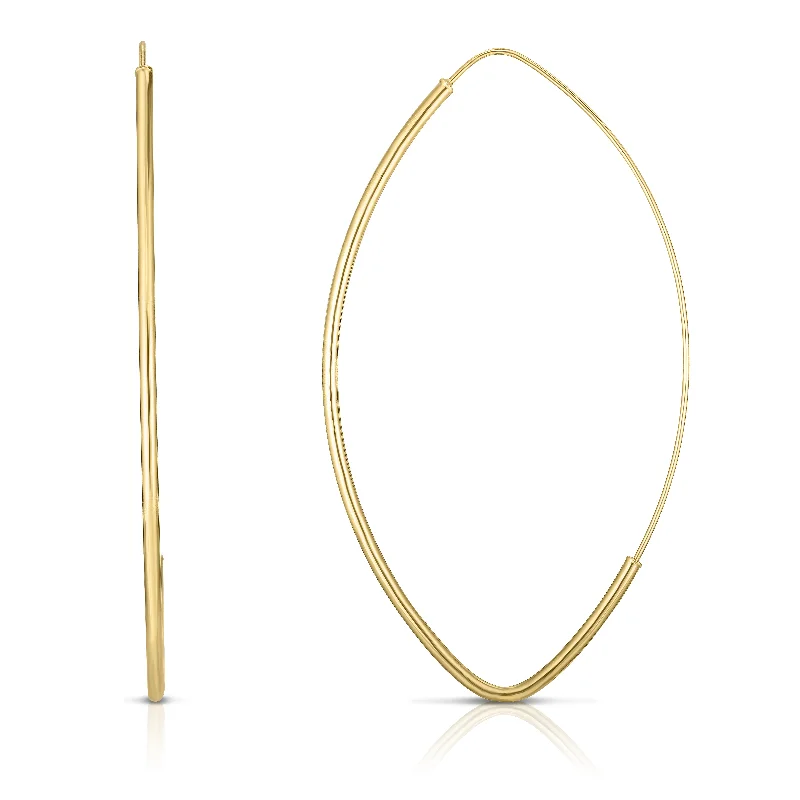 14K Gold Large Polished Marquise Fashion Hoop Earring