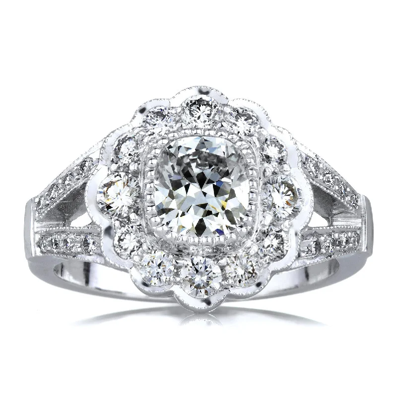 18K White Gold Cushion Diamond Engagement Ring