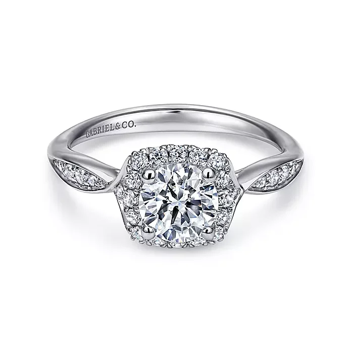 Jude - 14K White Gold Round Halo Diamond Engagement Ring