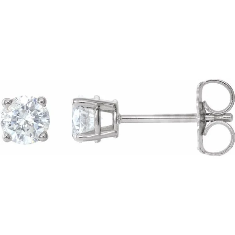 Sterling Silver 4.5 mm Imitation White Cubic Zirconia Stud Earrings