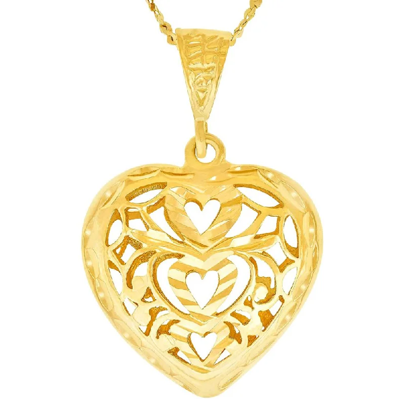 Filigree Heart Pendant with Necklace