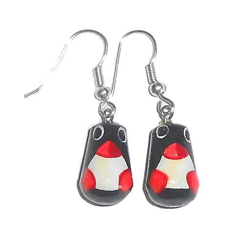 Penguin Nesting Doll Earrings (Hand Painted and 1/2" Tall)