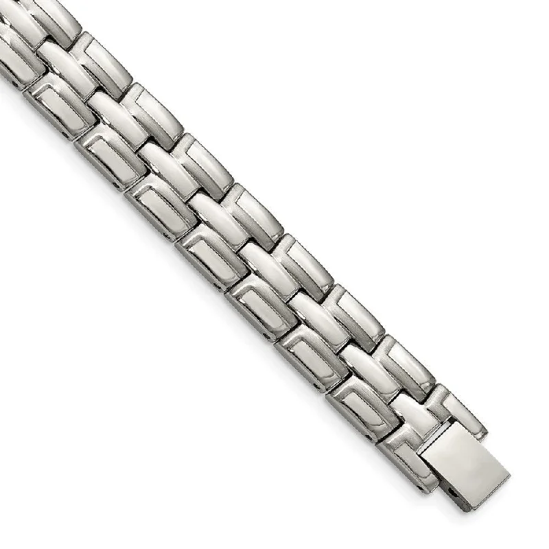 Stainless Steel Brushed and Polished 8.5in Link Bracelet