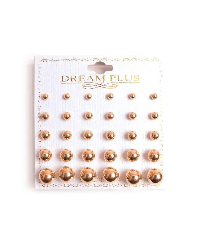 15 Pairs Metal Balls Earrings Set