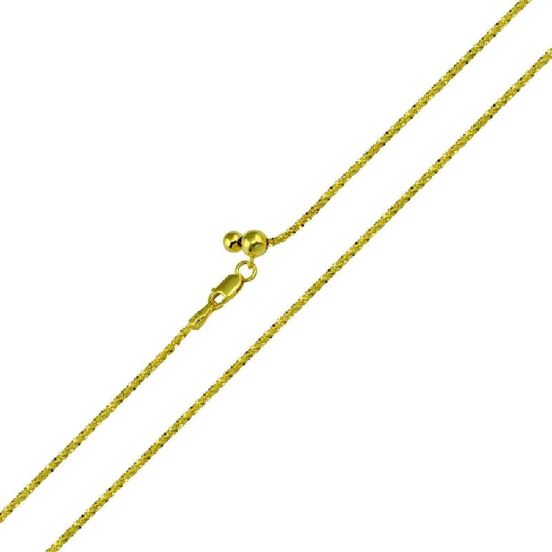 Gold Plated 925 Sterling Silver Roc Slider Adjustable Necklace - DIN00011GP