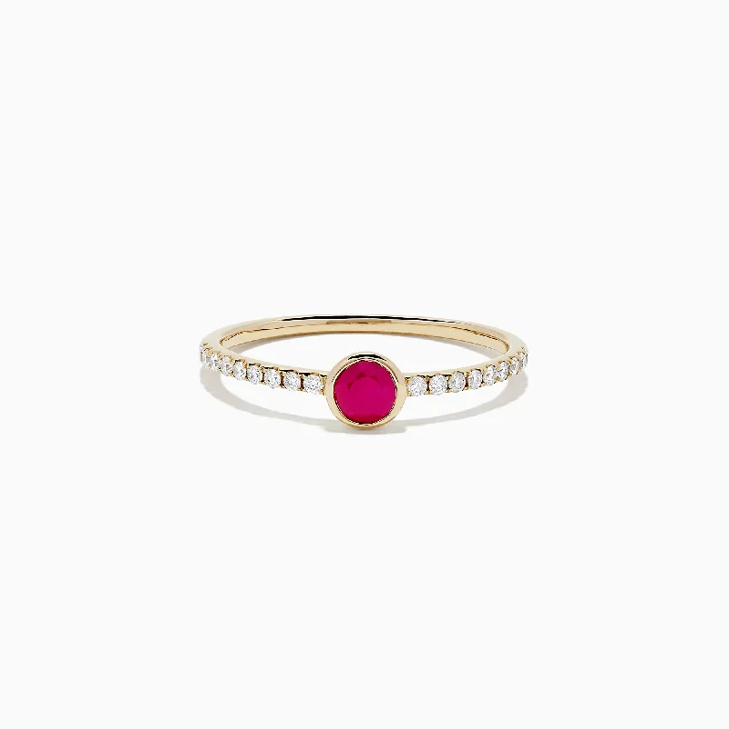 Ruby Royale 14K Yellow Gold Ruby and Diamond Ring, 0.45 TCW