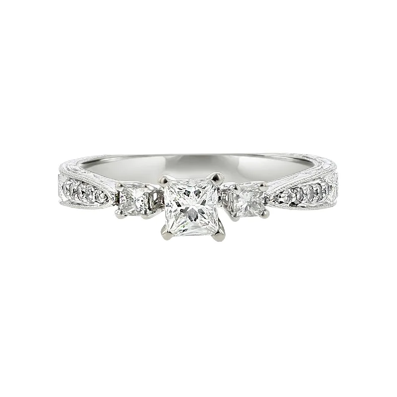 14K Gold Princess-Cut Diamond Engagement Ring