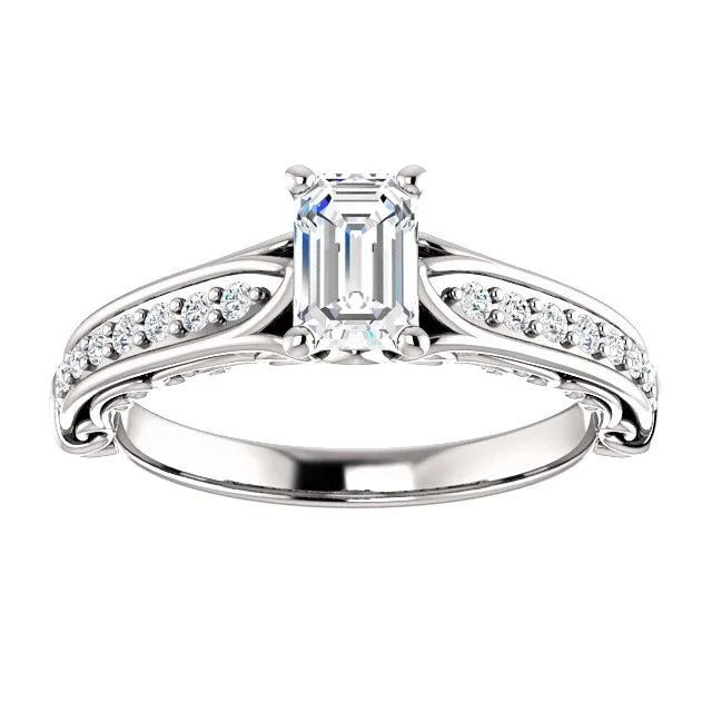 Four Prong Solitaire Channel Set Diamond Engagement Ring