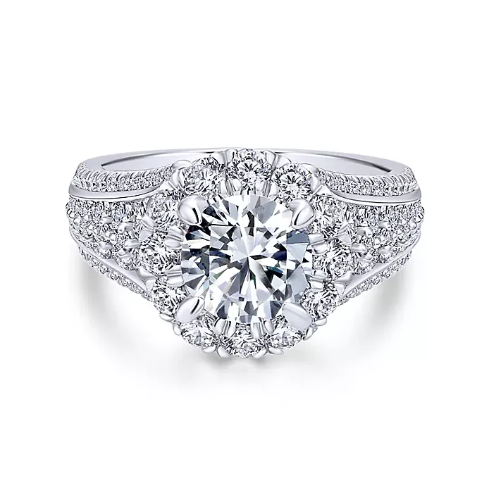 Rivington - 14K White Gold Round Halo Diamond Engagement Ring