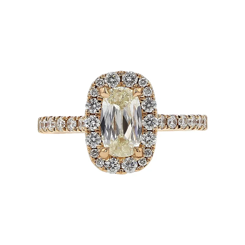 14K Gold Cushion-cut Diamond Halo Engagement Ring