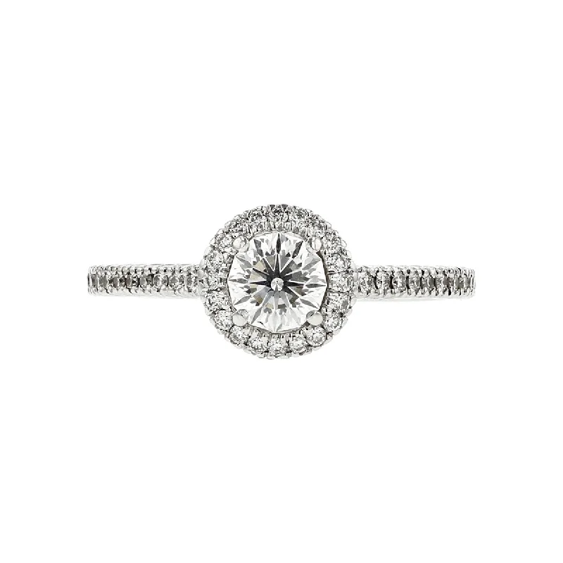 14K Gold Crisscut Diamond Halo Engagement Ring