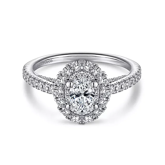 Roseley - 14k White Gold Oval Double Halo Complete Diamond Engagement Ring