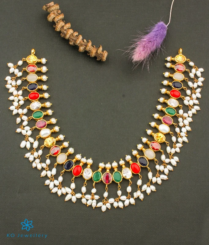 The Vishruth Silver Navratna Necklace