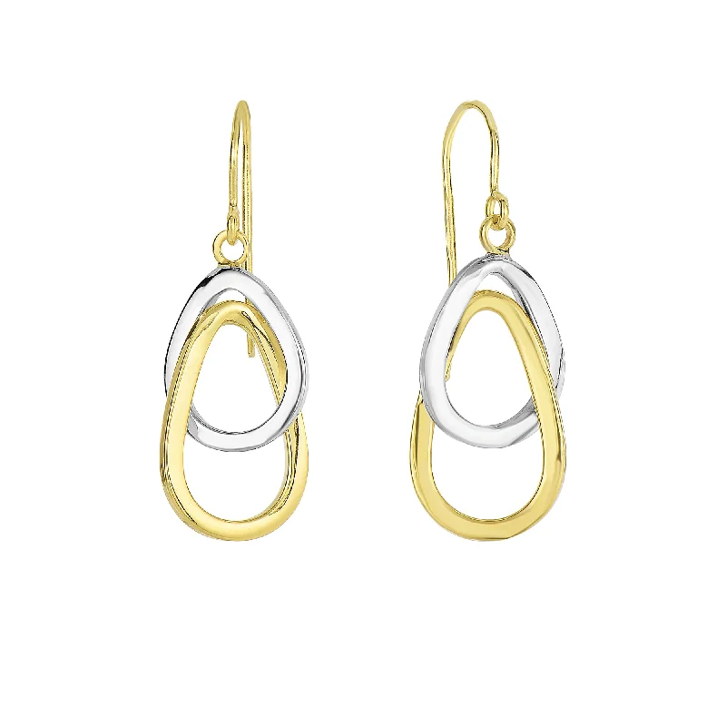 14K Gold Interlocked Ovals Drop Earring