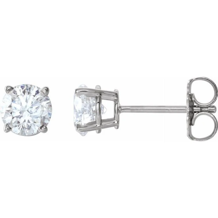 14K White 4 mm Natural White Sapphire Stud Earrings