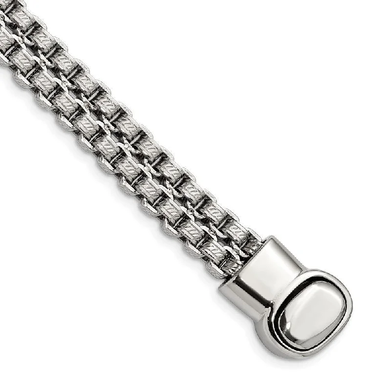 Stainless Steel Polished and Textured  Rolo Link 8.75in Bracelet