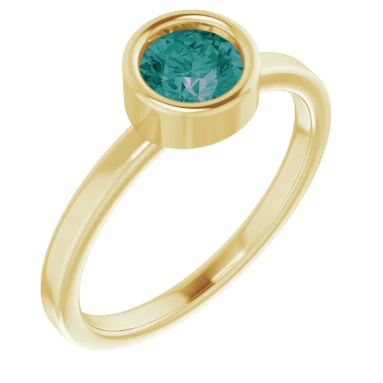 14K Yellow 5.5 mm Lab-Grown Alexandrite Ring