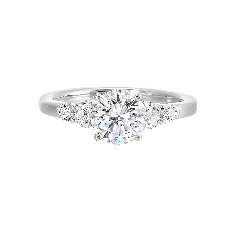 3/8 Ctw Daphne Diamond Five Stone Engagement Ring Setting in 14 Karat White Gold