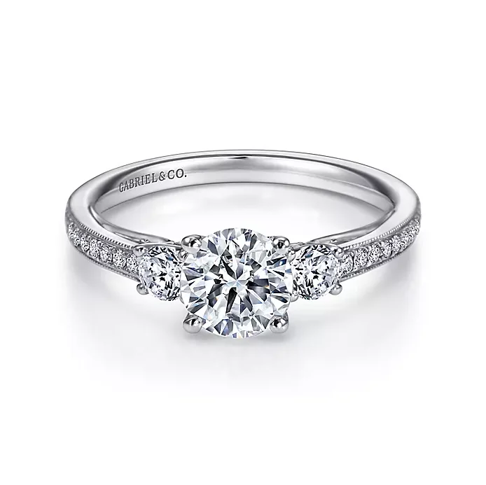 Rory - 14K White Gold Round Three Stone Diamond Engagement Ring