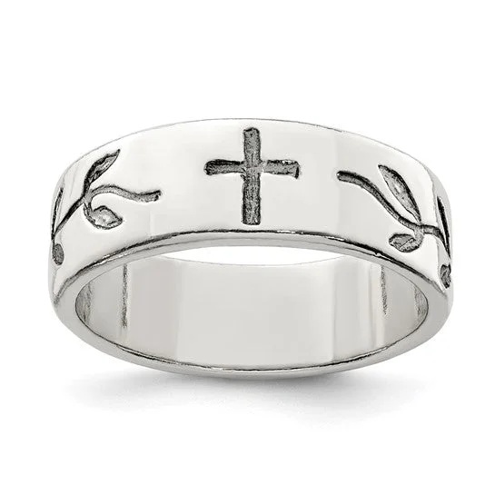 STERLING SILVER ANITIQUE CROSS RING