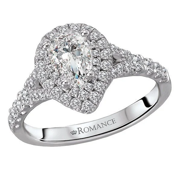 14KT WHITE GOLD 1.25 CTW DIAMOND DOUBLE PEAR HALO RING