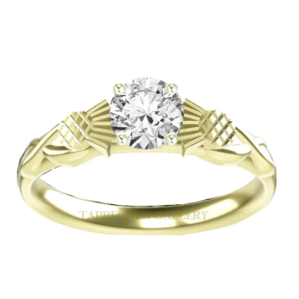 SCOTTISH THISTLE SALTIRE DIAMOND ENGAGEMENT RING IN GOLD