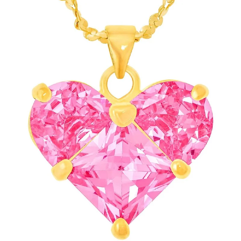 Pink Cubic Zirconia Heart Necklace