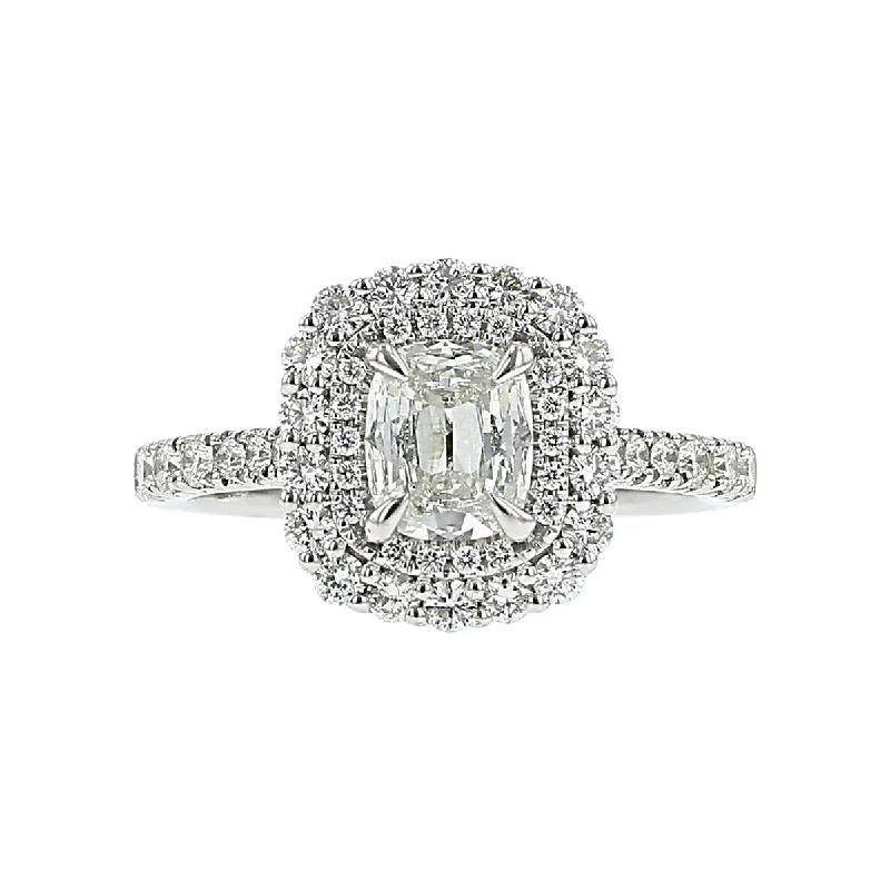 14K White Gold Diamond Halo Engagement Ring