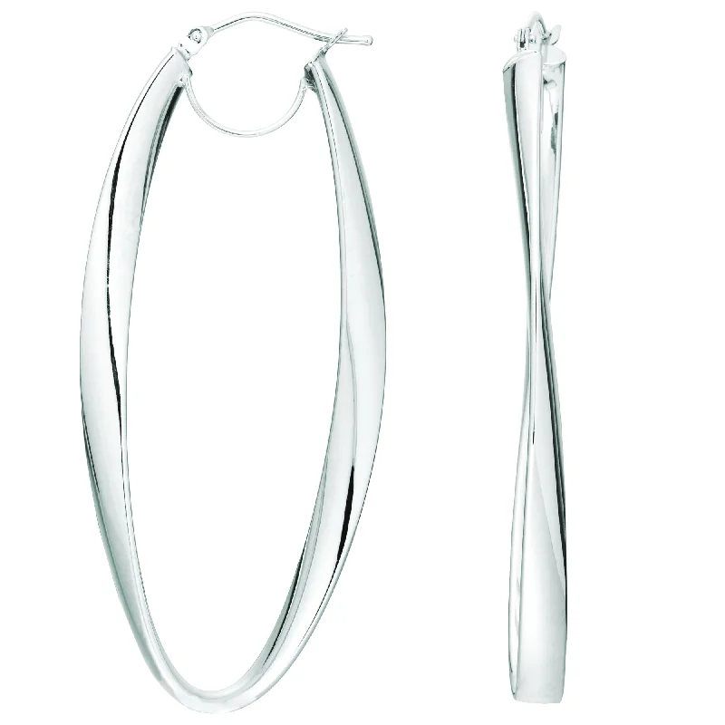 14K Gold Twisted Oval Hinged Hoop Earring